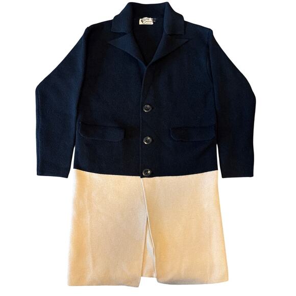 Carole Christian Jackets & Blazers - Carole Christian Color-Block Black & Ivory Cardigan Modern Wool Blend Outerwear